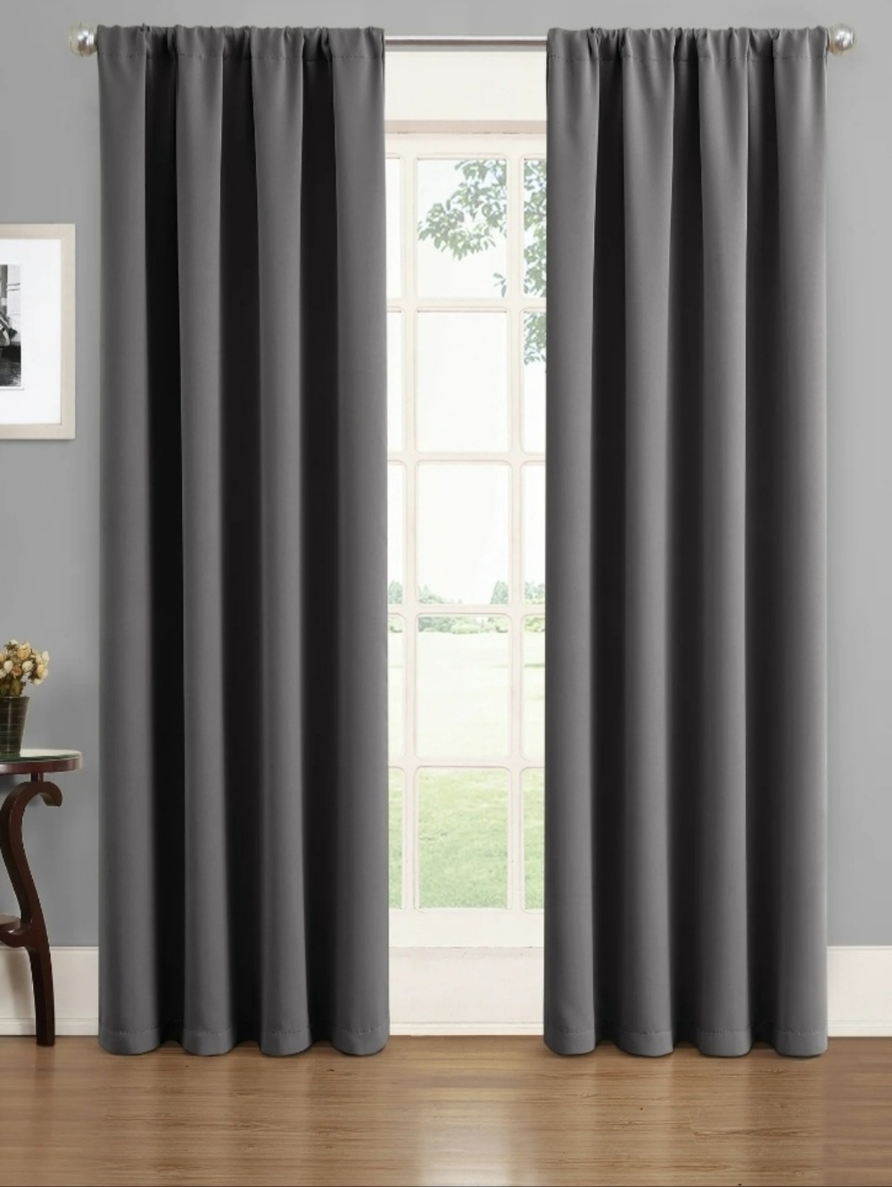 2 Panels Blackout Curtains - Smoke Gray